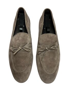 Tod's Taupe Suede Bow-Accent Driving Loafers